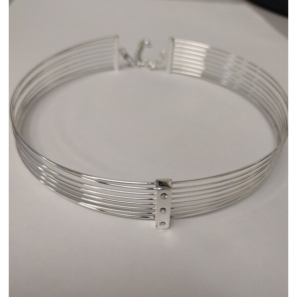 Y2K Silver tone Funky Bangle Bracelet and Choker Necklace - Picture 8 of 9